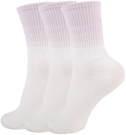 Ivyhouse Pilates Yoga Socks with Grips for Women - Colorful Non Slip Crew Athletic Socks - Cute Grippy Workout Hospital Socks (5-10, 4 Pairs)