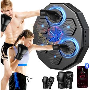 2025 New Music Boxing Machine with Two Pairs of Gloves Upgraded 2.0 Smart Bluetooth Music Boxing Parent-Child Games Wall-Mounted Exercise Equipment for Home
