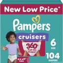 Pampers Diapers - Cruisers 360 - Size 6, 104 Count, Babyproof up to 100% Leakproof Pull-On Diaper