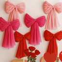 Valentines Day Decorations  6 Pack DIY Giant Wall Bows, Hanging Valentine & Galentines Bow Decor for Home, Bedroom, Kitchen, Classroom, Party & Office  Cute Pink Red Large Bows for Door, Window