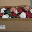 Nuptio Artificial Flower Centrepieces for Tables - 6 Pcs Burgundy & Dusty Rose & Creamy White Fake Flowers Roses Balls 9.5in Diam - Silk Faux Rose Arrangement for Wedding Party Centerpiece Table Decor