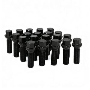 14x1.5 Wheel Lug Bolts, 17mm Hex, 45mm Thread Length Extended Hub Bolt, 60 Conical Seat, Compatible with Mercedes Benz Vehicles, for Wheel Spacers & European Vehicles - 20pcs Black