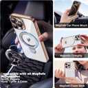 Compatible with iPhone 15 Pro Max Case with Magnetic Ring Stand [Compatible with Mag-Safe] [Full Camera Lens Protector] Soft Plating Clear Phone Case for iPhone 15 Pro Max 6.7", Desert Gold