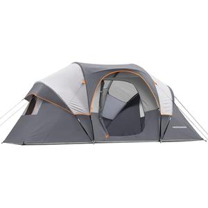 HIKERGARDEN 10 Person Camping Tent - Portable Large Family Tent for Camp, Windproof Fabric Dome Tent Outdoor for Hiking, Backpacking, Traveling - 14'x11'x74in(H) (Gray)