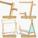Kids Clothing Rack With Storage Shelf & Double Rods, Foldable Dress Up Clothes Rack for Toddler Nursery, Child's Room, 100% Natural Bamboo (Large Size)