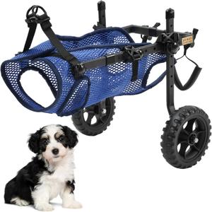 LIU&LIU 2 Wheels Adjustable Dog Wheelchair for Back Legs,Pet Hind Limb Rehabilitation,Older,Disabled (X-Small, Blue)