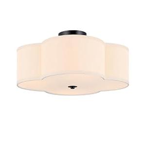 VONLUCE Semi-Flush Mount Ceiling Light, 15.8" Modern 4-Light Ceiling Light Fixture with White Clover-Shaped Shade 4 E26 Sockets for Bedroom Entryway Living Room, Black Finish, ETL Certificated