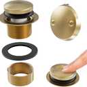 Esnbia Bath Tub Drain and Overflow Kit, Replacement Bathtub Drain Trim Kit with 2-Hole Overflow Faceplate and Universal Fine/Coarse Thread, Brushed Gold (Brushed Gold)