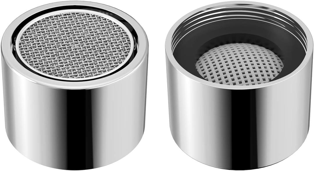Faucet Aerator Female, Bathroom Sink Aerator, Chrome Brass Shell 55/64in 22mm Faucet Filter with Gasket for Kitchen Bathroom Silver(2 Pcs)