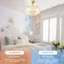 Gold Crystal Fandelier Ceiling Fan with Light, 20 Gold Crystal Ceiling Fans with Lihgts Remote Control, Modern Mid-Century Crystal Caged Ceiling Fan with 6 Speeds for Bedroom,Nursery,Living Room