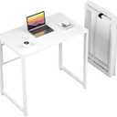 GreenForest Folding Desk for Small Spaces,35.4 in No-Assembly Small Computer Desk for Home Office,Space Saving Foldable Table Study Office Desk,White