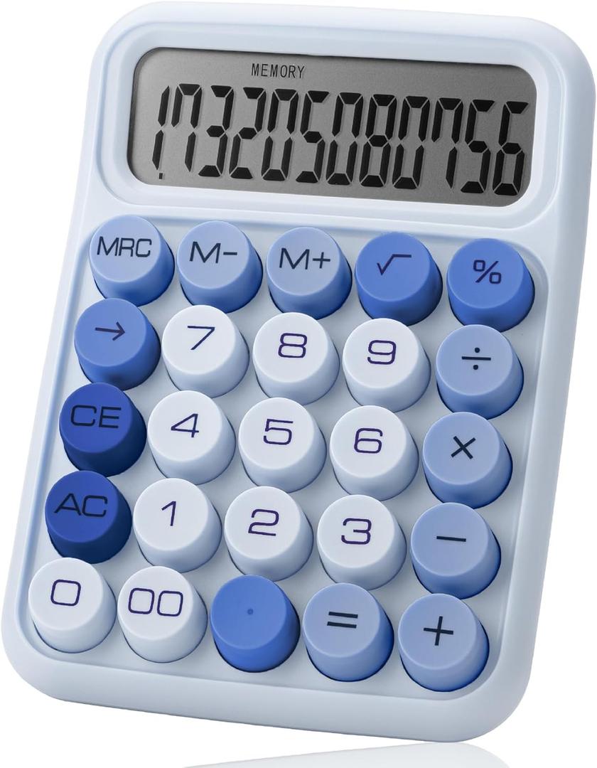 Mr. Pen- Mechanical Switch Calculator, 12 Digit Large LCD Display, Sky Blue with Big Buttons, Mechanical Switch Calculator for Home, School, Office