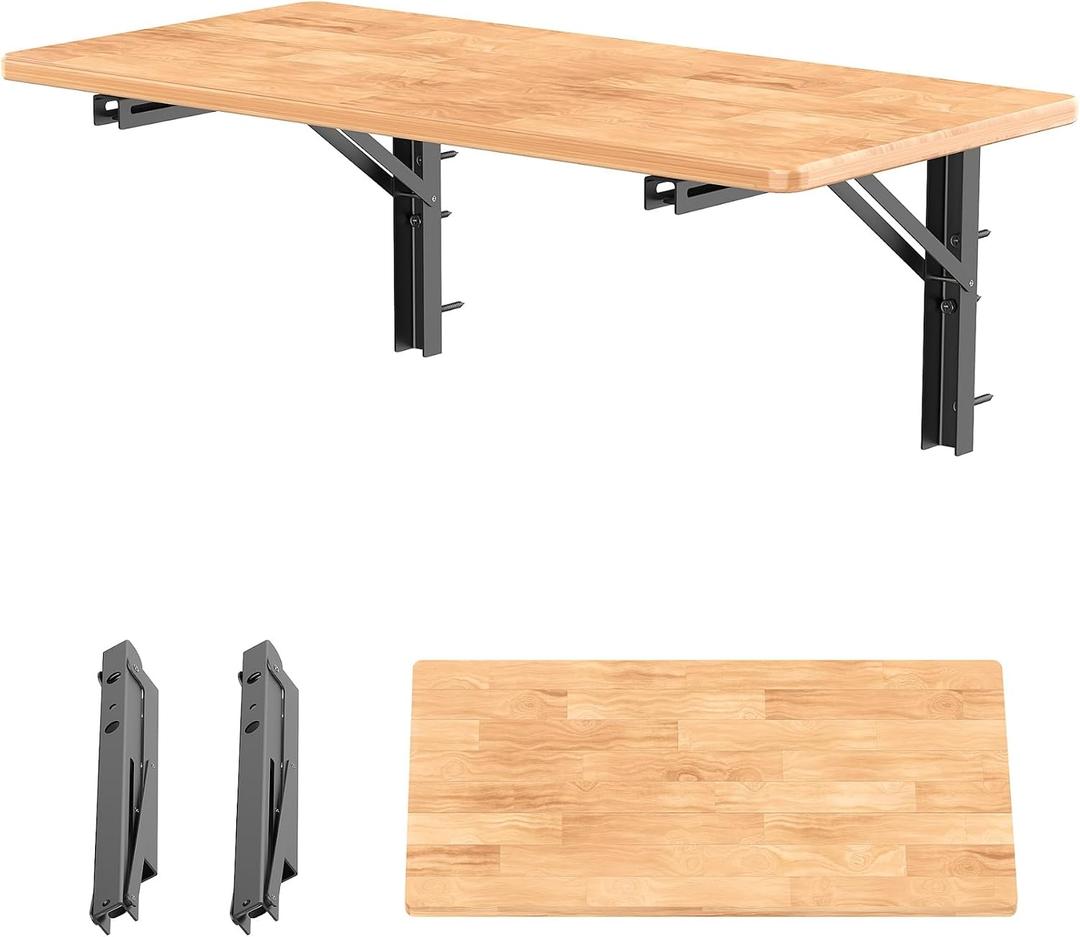 WALMANN Space Saving Wall Mounted Folding Workbench, Heavy Duty Folding Wall Table/Desk for Garage, Workshop, Holds Up to 150 lbs(Tabletop Size: 31.5 x 15.75 inch)