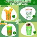 Meanplan 36 Pcs St. Patrick's Day Cups 12 oz Plastic Green Shamrock Reusable Party Cups Bulk for Kids Adults St Patrick's Day Party Supplies Drinks Beer Beverage
