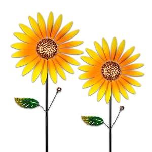 2 Pack Sunflower Wind Spinners/ Pinwheels for Yard Garden, Outdoor Decor