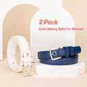 Skinny Belts for Women Trendy Thin Ladies Belts for Jeans Pants Dresses (waist 30"-33", Blue&white)