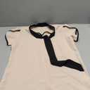 Avanova Women Short Sleeve Blouses Tie Neck Petal Tulip Sleeve Tops Work Business Shirts XS, Beige Black