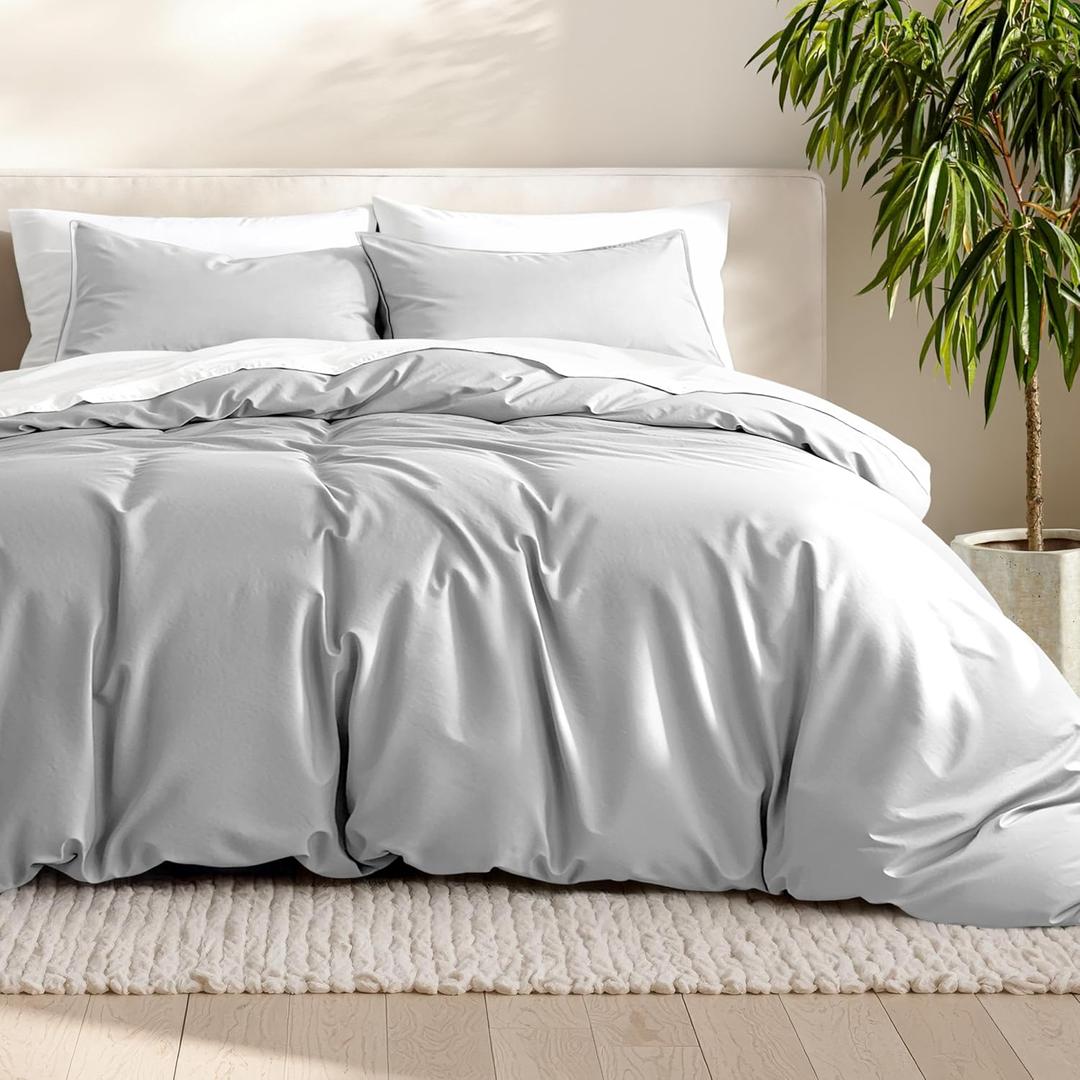 Bare Home Bedding Duvet Cover Queen Size - Premium 1800 Super Soft Collection - Lightweight, Cooling - Soft Breathable Bedding Duvet Cover (Queen, Cloud Grey)