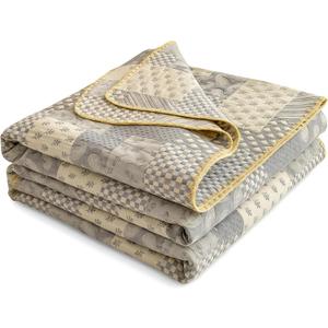 100% Cotton Muslin Blanket King Size 4-Layer Gauze Quilted Lightweight Breathable Cooling Blanket for Adults, Soft Summer Bed & Couch Cover All Season (Gray, King 90 * 104 in), King 90"X104"