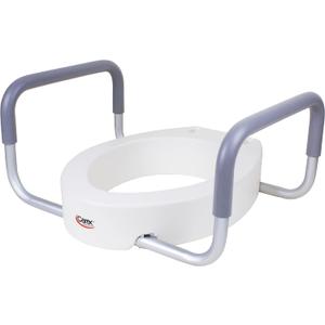 Carex 3.5 Inch Raised Toilet Seat with Handles - For Round Toilets, Toilet Seat Riser with Removable Padded Handles, Elevated Toilet Seat, Support 250lbs, White