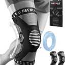 NEENCA Knee Brace, Knee Compression Sleeve Support with Patella Gel Pad & Side Spring Stabilizers, Medical Grade Knee Protector for Running, Meniscus Tear, Arthritis, Joint Pain Relief, ACL(Black Pairs XL)