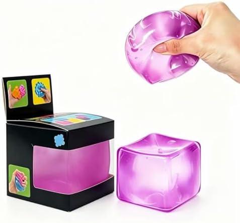 Premium Big Block Cube ,Ice Cube Squishies Toys,Durable, Slow-Rebound fingertip Exquisite Spherical ice Cube with boxGift-Ready (Purple--)