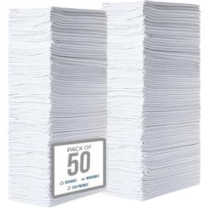 Simpli-Magic Premium Shop Towels 14x12, Commercial Grade White, 50 Pack