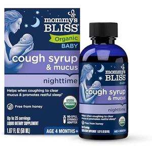 Pack of 3, Mommy's Bliss Organic Baby Cough Syrup & Mucus Night Time, Contains Organic Agave and Ivy Leaf, Made for Babies 4 month+, 1.67 Fluid Ounces