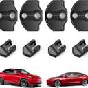 BASENOR 2017-2026 Tesla Model Y Juniper Model 3 Highland Door Lock Cover Protector Anti-Rust [Carbon Edition] [No Tape Requried], Door Striker Latches Stopper Covers for Model Y (8PCS)/Model 3 (6PCS)