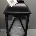 Glitzhome 2 Pack Farmhouse Wood/Metal Decorative Candle Lanterns Vintage Hanging Lantern for Patio - Tabletop, Black (No Glass) (Diamond Black)