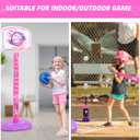 Meland Toddler Basketball Hoop, Pink 4-in-1 Kids Basketball Hoop for Indoor Outdoor Play, Tball Set with Baseball Pop Up Machine, Girls Toys Birthday Gift