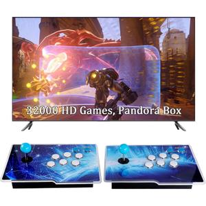 32000 Games 3D Pandora Box Arcade Game Console,Retro Video Game Machine for TV, 1280x720 HD Output,Search/Save/Hide/Pause Games,Support 4 Players,Two Splited Joysticks., 64 X 22 X 5 Cm