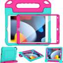 YIHE Kids Case for iPad 10.2 Inch 9th/8th/7th Generation 2021/2020/2019, iPad Pro 10.5 & iPad Air 3, Shockproof Handle Stand Kids Case with Screen Protector for iPad 10.2/10.5 Inch, Cyan&Pink