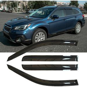 Original 4pcs Wind Deflector, Outside Mount Tape-On Waterproof Protective Rain Guards, Sunroof Side Window Visors Compatible with 2015-2019 Subaru Outback 94376
