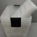 IRIS USA 54 Qt Stackable Plastic Storage Bins with Lids, 5 Pack - BPA-Free, Made in USA - See-Through Organizing Solution, Latches, Durable Nestable Containers, Secure Pull Handle - Clear