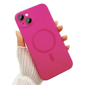 ankofave Magnetic Case for iPhone 15 Plus Phone Case for Women, Matte Luxury Soft Metallic Luster Design and Camera Lens Protector, Compatible with Magsafe Case for iPhone 15 Plus 6.7"-Hot Pink