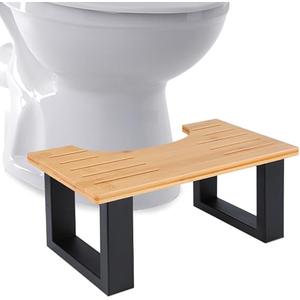 Black Toilet Stool Squat Adult, 7" Squatting Poop Stool for Toilets, Bathroom Foot Rest Stools for Pooping, Potty Toilet Step Stool for Toddlers & Adults, Non-Slip Pads