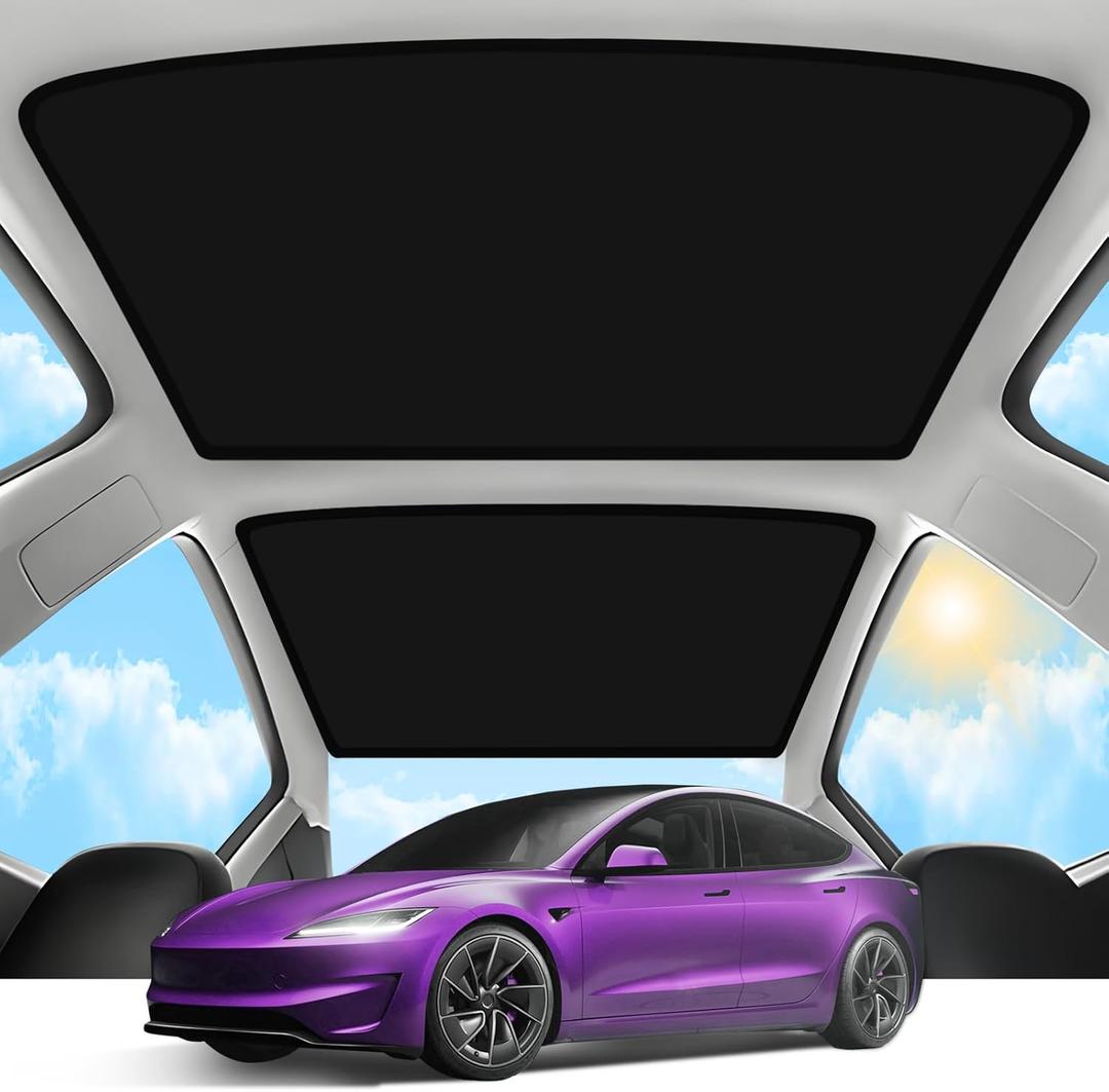 2025 Upgrade Sunshade Roof for Tesla Model 3 Highland 2024 2025 [No-Gap/Sag-Free] Heat Insulation Glass Roof Sunshade Sunroof for Tesla Model 3 Accessories 2025 2024 Black