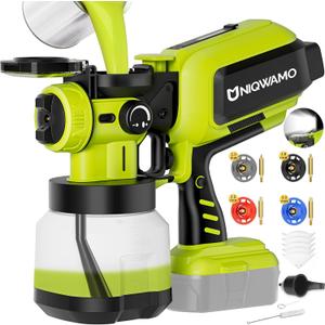 Paint Sprayer Cordless Compatible for Ryobi 18V Battery, 70000PRM Electric Paint Sprayer for Furniture Fence Wall Deck Cabinets House Painting, AUTO Spraying, 1200ml Container & 4 Nozzles (No Battery)