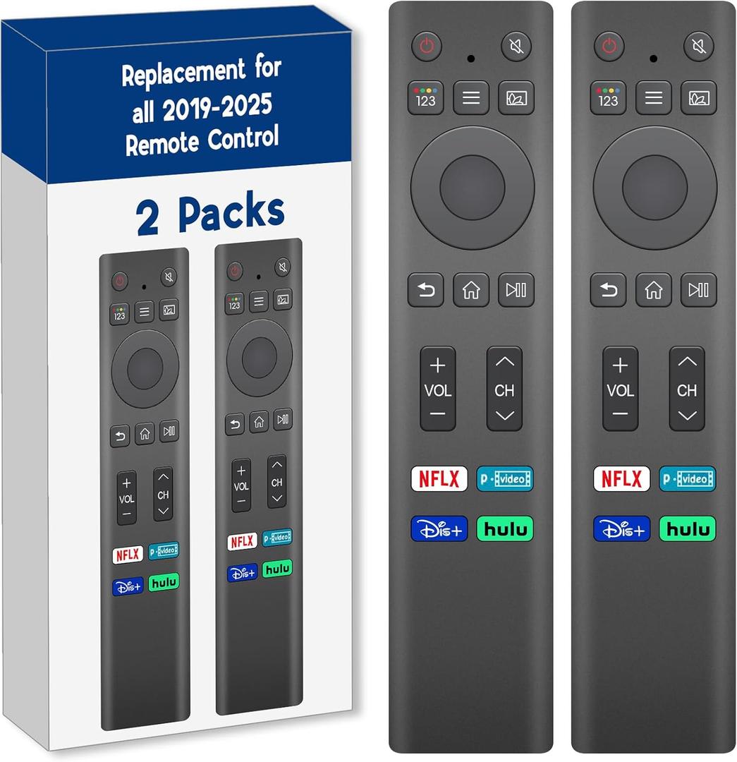 2 Pack for Samsung Smart TV Remote, Universal Control Replacement for Samsung 2019-2025 QLED Crystal UHD Smart TVs (NO Voice Function)