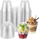 AOZITA 100 Sets, 9 oz Clear Plastic Cups with Dome Lids (No Hole) - Disposable Cups for Ice Cream,Cake,Fruit,Parfait, Dessert, Pudding and Jello Shot