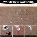 Vinyl Placemats Set of 6-1217.7 Inch Waterproof & Heattable Placemats, Fall Faux Leather Wipeable Outdoor Table Mat for Dining, Kitchen, Indoor Outdoor Use (Brown, Linen Texture)