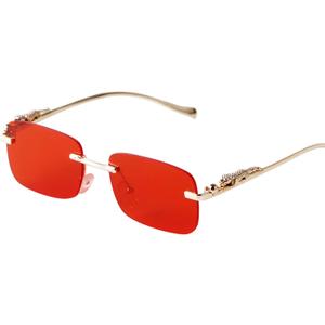 ADE WU Vintage Rimless Sunglasses Retro Luxury Gold Metal Frameless Rectangle Colored Lens Sun Glasses