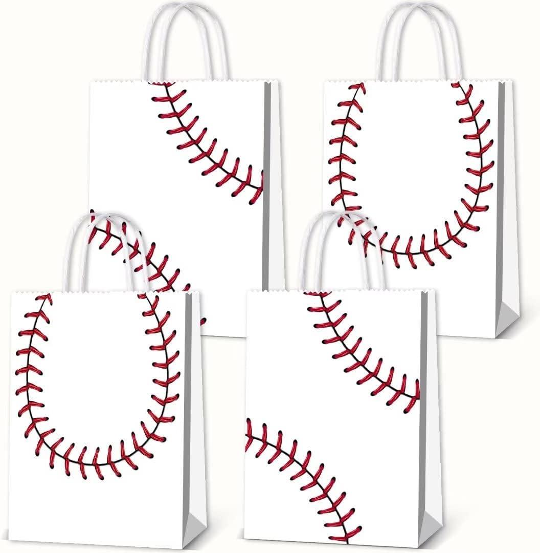 BQK 16pcs Baseball Snack Bags For Kids with Handles Baseball Goodie Bags Favors Baseball Treat Bags Baseball Gift Bags Baseball Theme Party Supplies Baseball Birthday Party Supplies