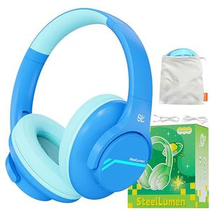Steellumen Nova1Lite Kids Wireless Active Noise Cancelling Headphones, Bluetooth 5.3, Safe Volume 74/85/94dB, Real 40H Battery, Type-C Fast Charging, boy Girl Built-in Mic for School Travel Airplane