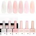 CANNI Jelly Nude Pink Gel Nail Polish Set- 6 Pcs 9 Ml Neutral Transparent Milky White Colors Gel Polish Kit, Soak Off LED Nail Gel Manicure Kit DIY at Home Salon Gifts