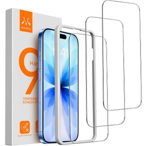 Mkeke 3 Pack Screen Protector for iPhone 17 6.3", [9H+ Tempered Glass] [Military-Grade Drop Protection][Easy Installation Frame] HD Clear, Anti-Scratch, Bubble Free