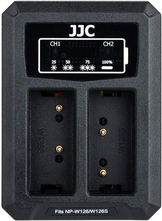 JJC NP-W126 NP-W126S Battery Charger USB Dual Slot for Fuji Fujifilm X100VI X100V X100F X-T50 XT50 X-T30II X-T30 X-T20 X-T10 X-T3 X-T2 X-S10 X-E4 X-E3 X-E2 X-E2S X-A7 X-T200 X-T100 X-H1 XPRO3 & More
