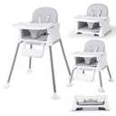 3 in 1 Baby High Chair, Bellababy Adjustable Convertible Chairs for Babies and Toddlers, Compact/Light Weight/Portable/Easy to Clean (Grey)