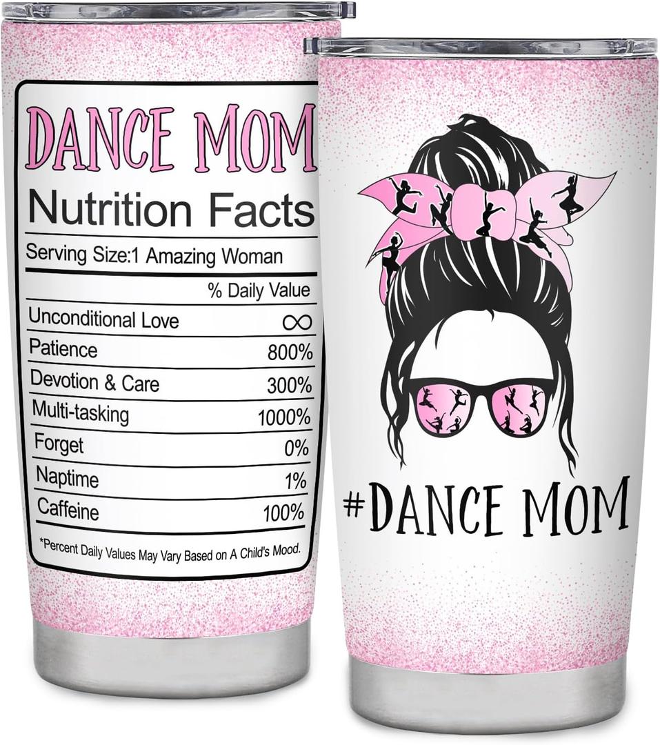 Dance Mom Gifts for Women, Best Gifts Ideas for Dance Lover, Dance Mom Appreciation Gifts, Funny Dance Mom Stainless Steel Tumbler 20oz, Unique Dance Team Mom Gift for Christmas